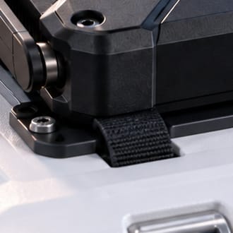 Close-up of the gateway on a base plate held by a strap, from the concept render.